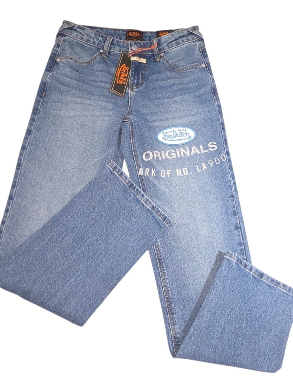 Von Dutch Blue Straight Leg Jeans with White Logo